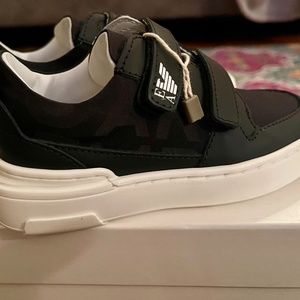 Emporio Armani Leather sneakers with nylon jacquard details